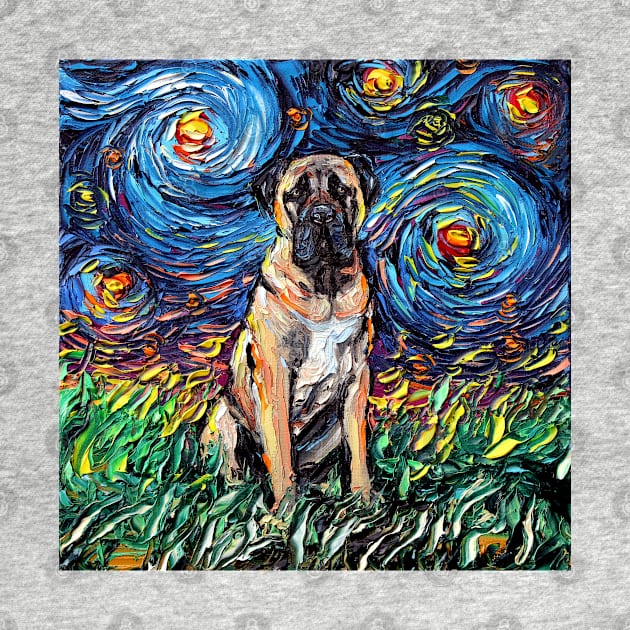 Bull Mastiff Starry Night by sagittariusgallery